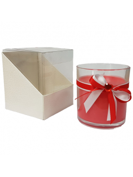 Candles - Glass Beaker with Bow Satin BEG NAT. 722